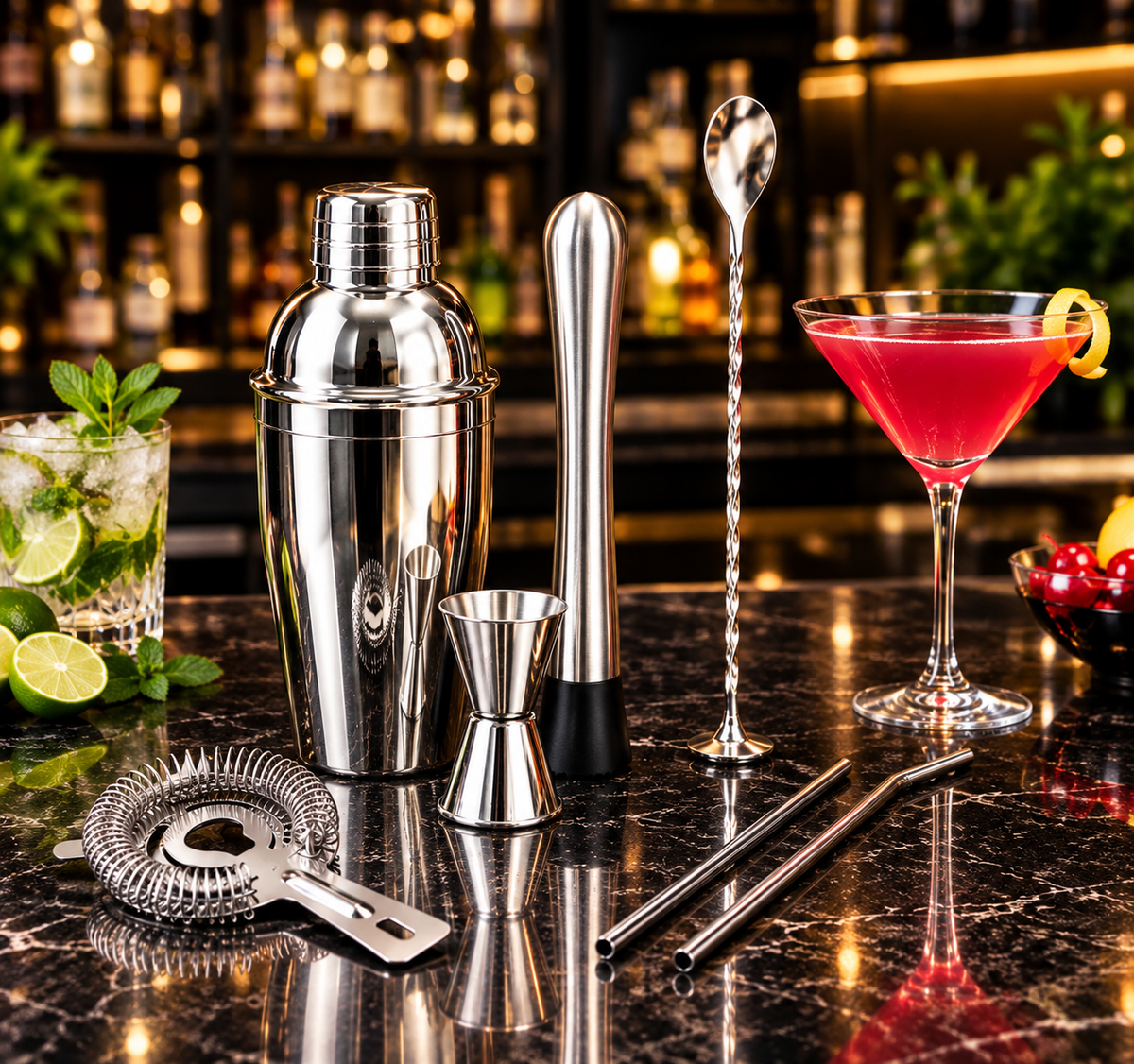 Cocktail Shaker Set 8-piece bartender kit 304 stainless steel